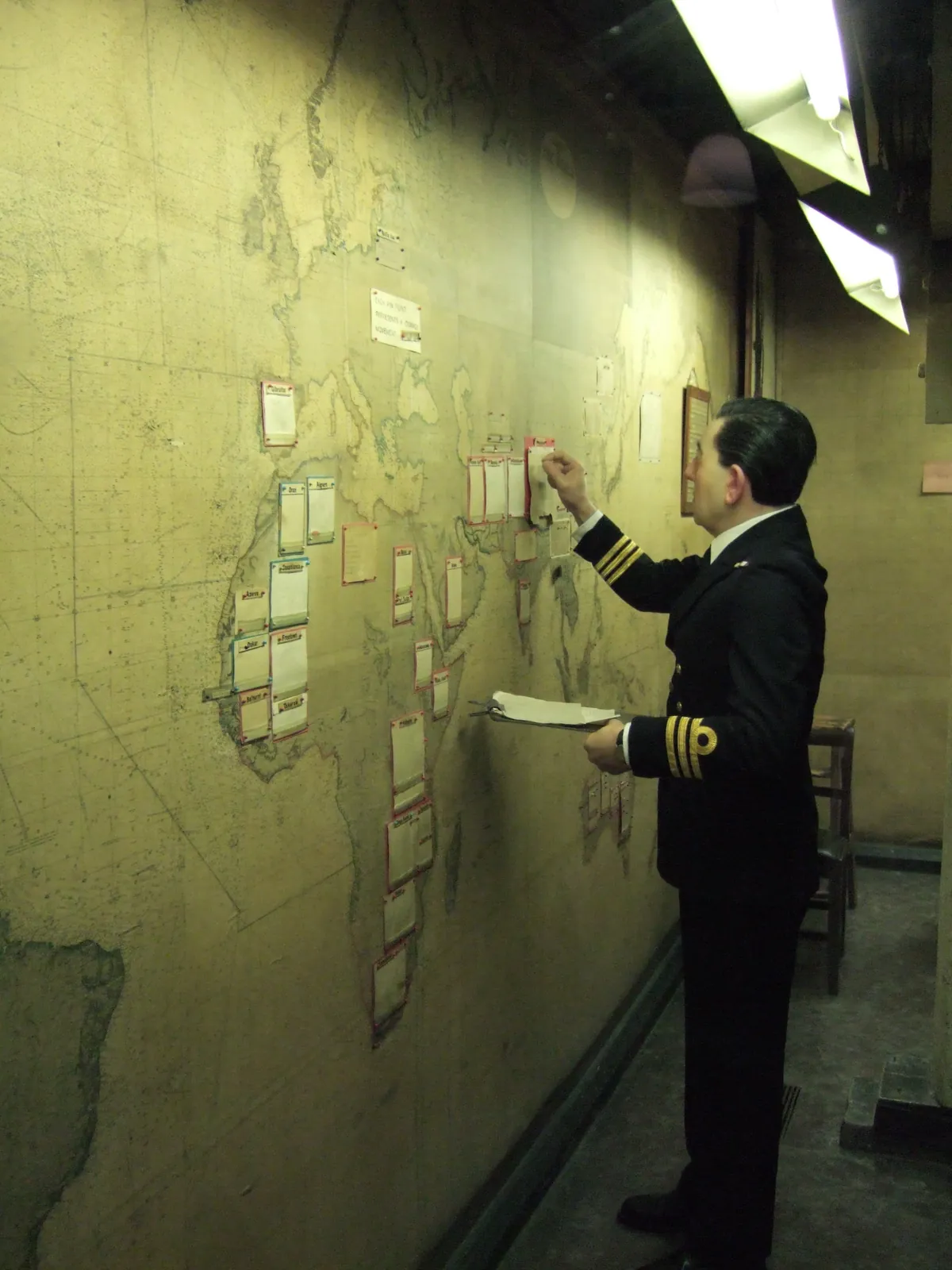 The Map Room at the Churchill War Rooms with original charts and pins